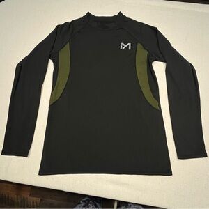 Meetwee - Black and Olive Long Sleeve Thermal Shirt - Size Large